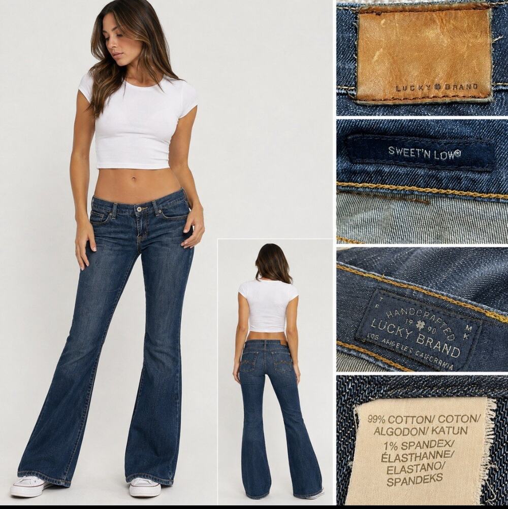 Y2K Indie Sleaze Lucky Brand Sweet'N Low Bootcut Jeans Size 10 Dark Wash Indigo